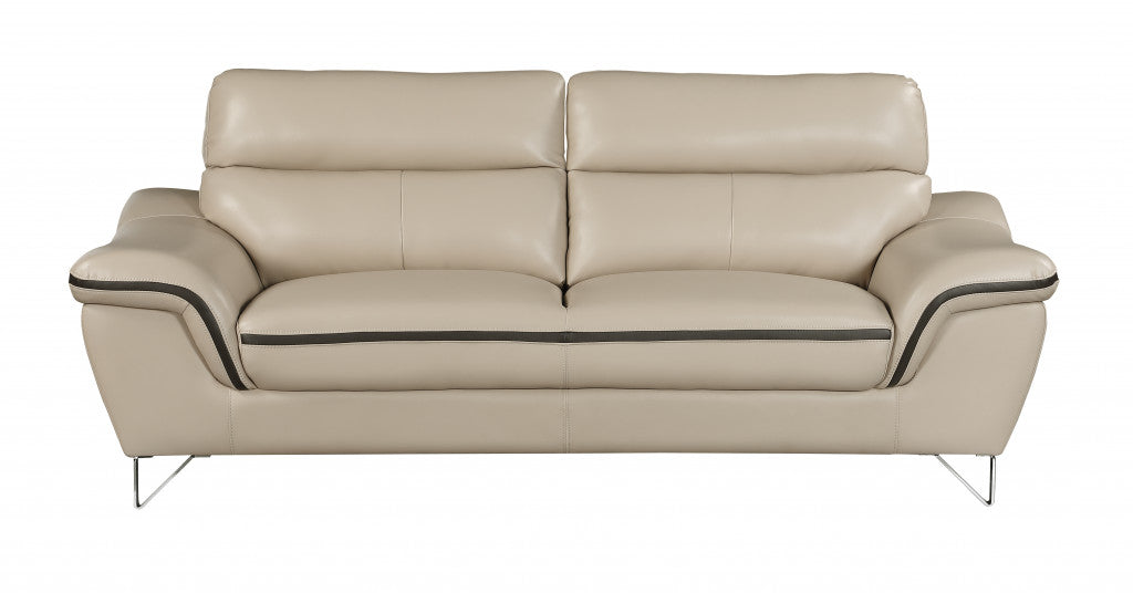 Homeroots 36" Charming Beige Leather Sofa 329491