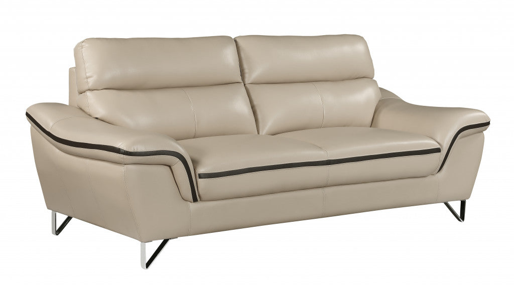 Homeroots 36" Charming Beige Leather Sofa 329491