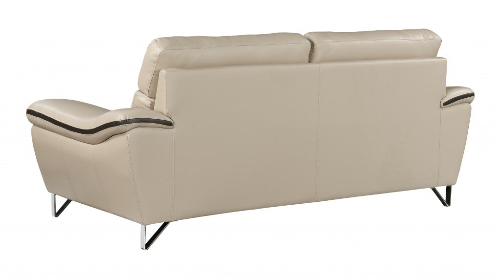 Homeroots 36" Charming Beige Leather Sofa 329491