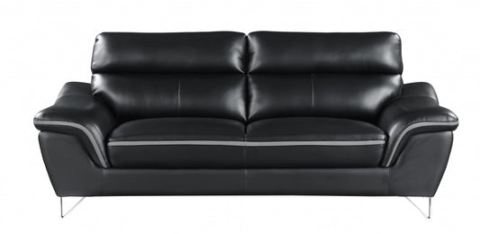 Homeroots 36" Charming Black Leather Sofa 329495