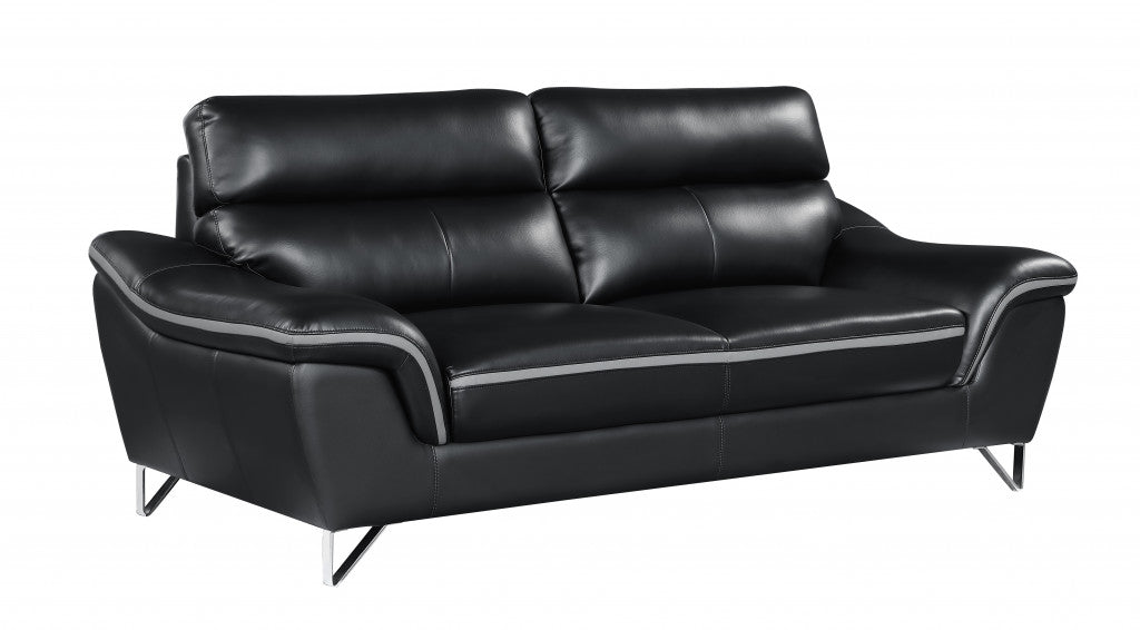 Homeroots 36" Charming Black Leather Sofa 329495