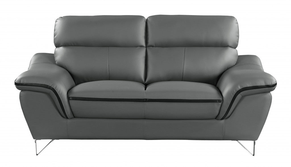 Homeroots 36" Charming Grey Leather Sofa 329499