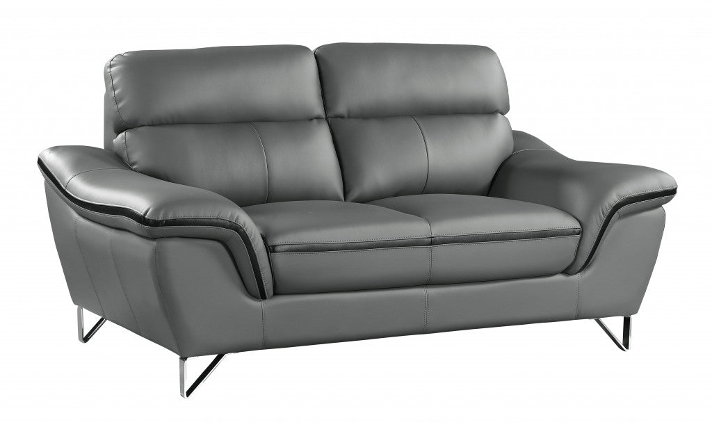 Homeroots 36" Charming Grey Leather Sofa 329499