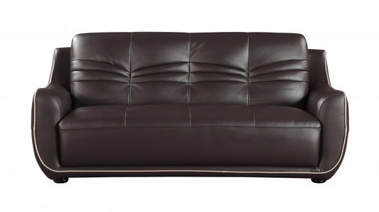 Homeroots 36" Elegant Brown Leather Sofa 329503