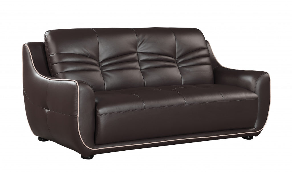 Homeroots 36" Elegant Brown Leather Sofa 329503