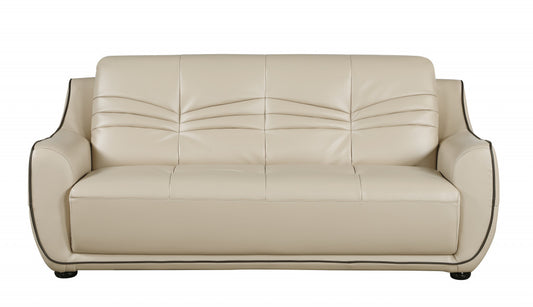 Homeroots 36" Elegant Beige Leather Sofa 329507