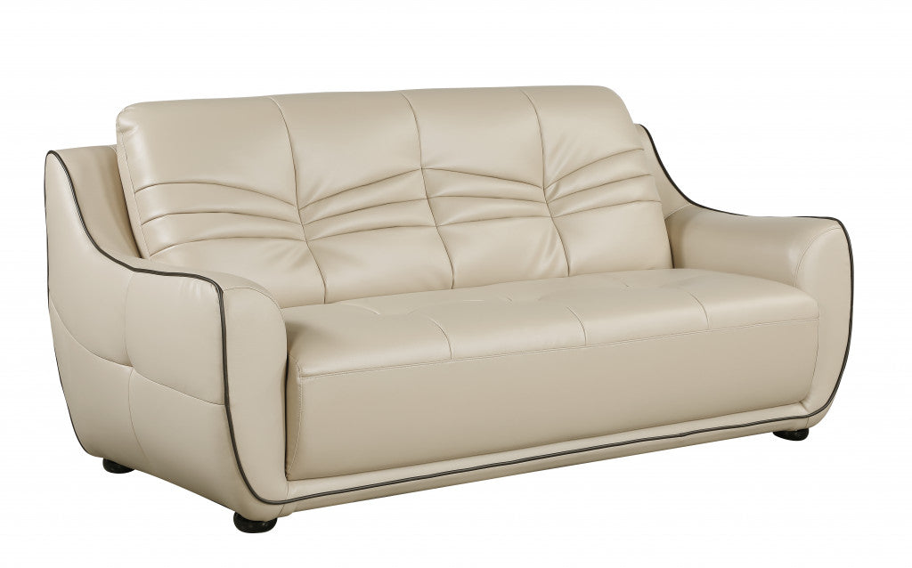 Homeroots 36" Elegant Beige Leather Sofa 329507