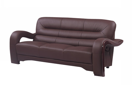 Homeroots 36" Glamorous Brown Leather Sofa 329511