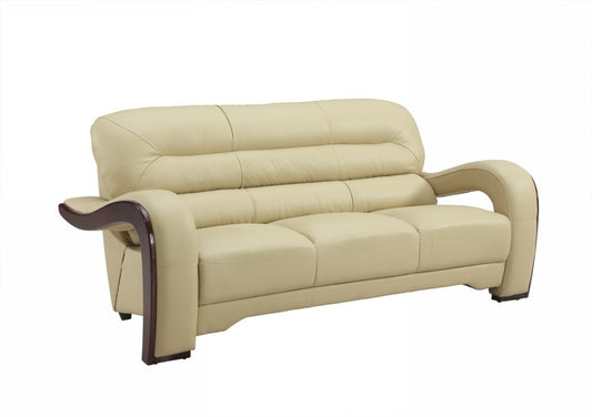 Homeroots 36" Glamorous Beige Leather Sofa 329515