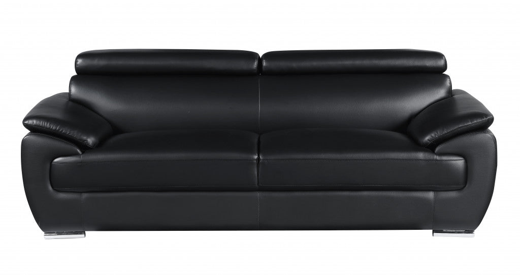 Homeroots 86" Captivating Black Leather Sofa 329519