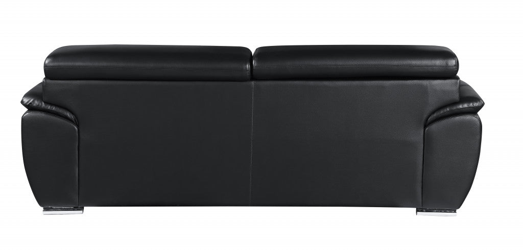 Homeroots 86" Captivating Black Leather Sofa 329519