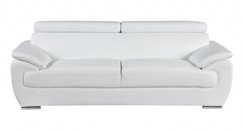 Homeroots 86" Captivating White Leather Sofa 329523