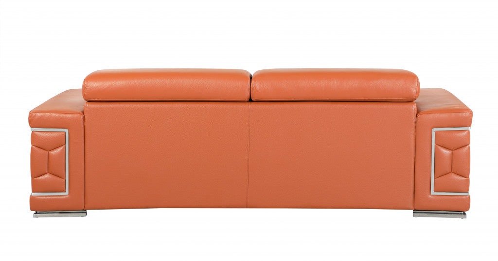 Homeroots 89" Sturdy Camel Leather Sofa 329585