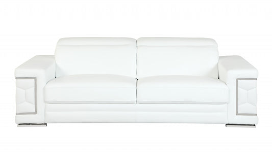 Homeroots 89" Sturdy White Leather Sofa 329593