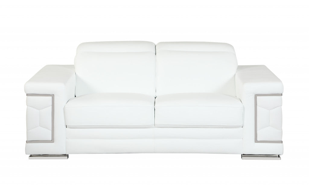 Homeroots 71" Sturdy White Leather Loveseat 329594