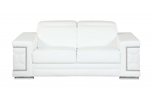 Homeroots 71" Sturdy White Leather Loveseat 329594