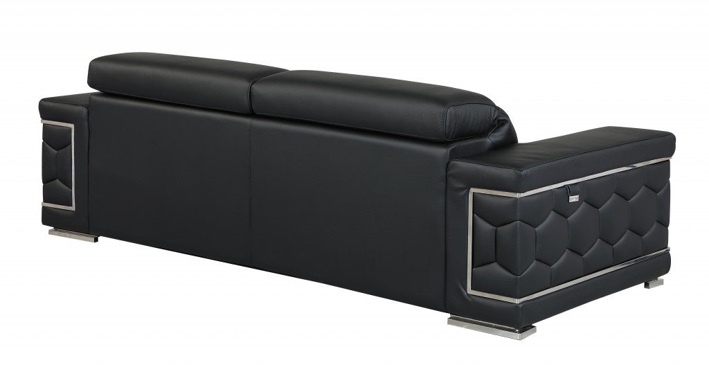 Homeroots 89" Sturdy Black Leather Sofa 329597