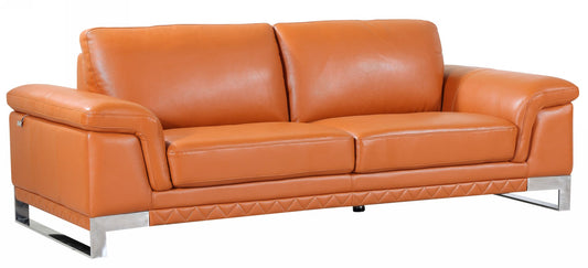 Homeroots 32" Lovely Camel Leather Sofa 329609