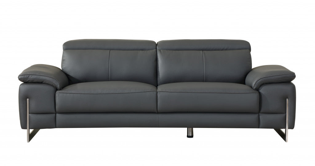 Homeroots 31" Tasteful Dark Grey Leather Sofa 329680