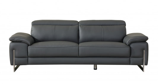 Homeroots 31" Tasteful Dark Grey Leather Sofa 329680