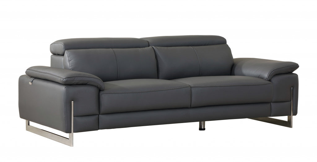 Homeroots 31" Tasteful Dark Grey Leather Sofa 329680