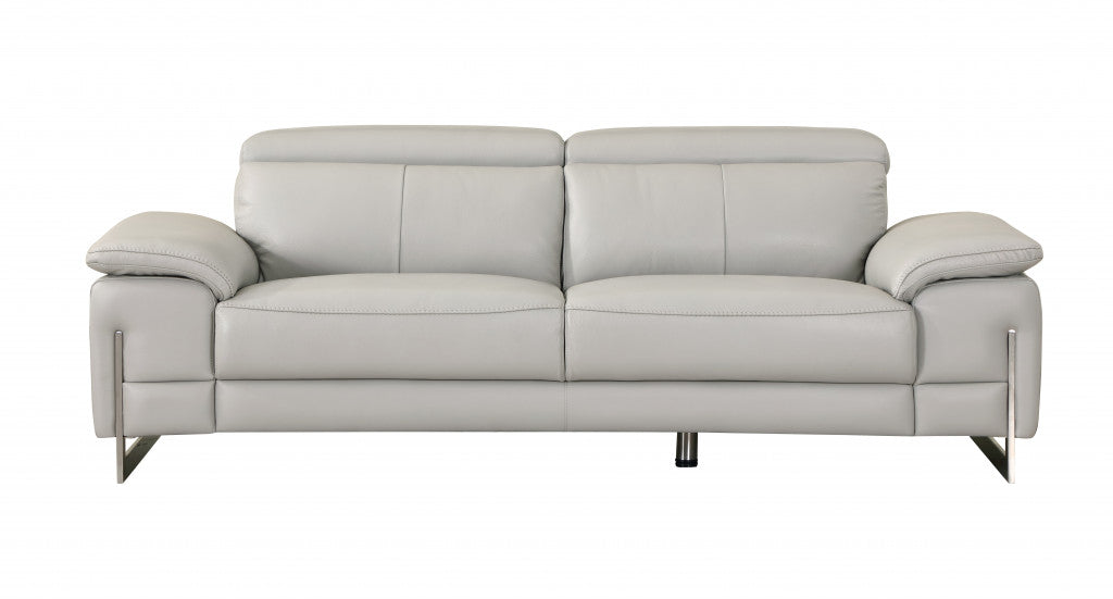 Homeroots 31" Tasteful Light Grey Leather Sofa 329684