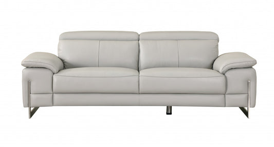 Homeroots 31" Tasteful Light Grey Leather Sofa 329684