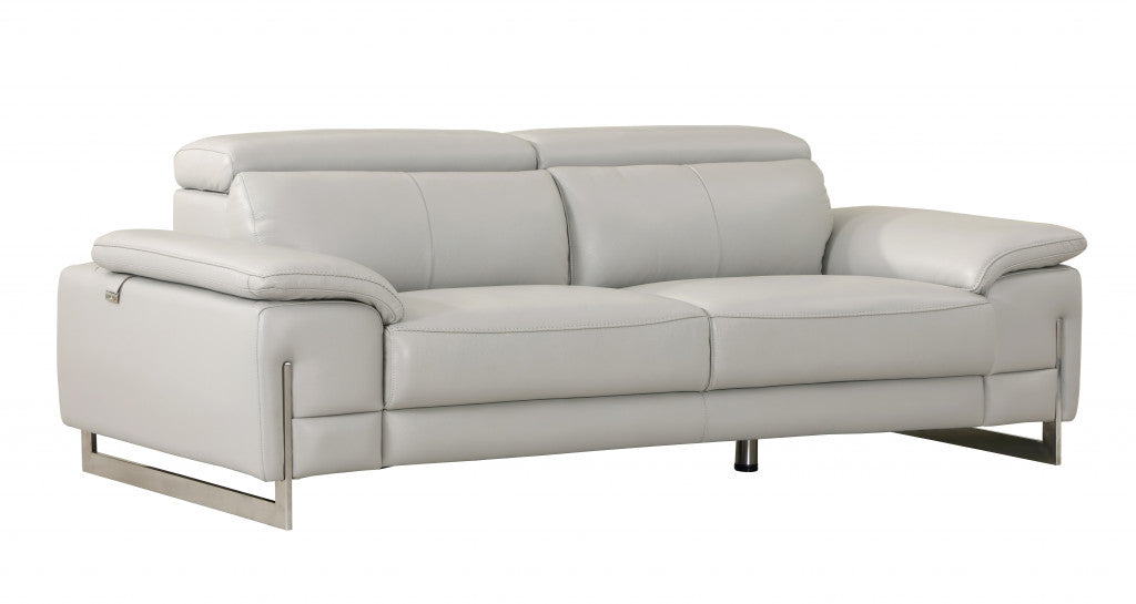 Homeroots 31" Tasteful Light Grey Leather Sofa 329684