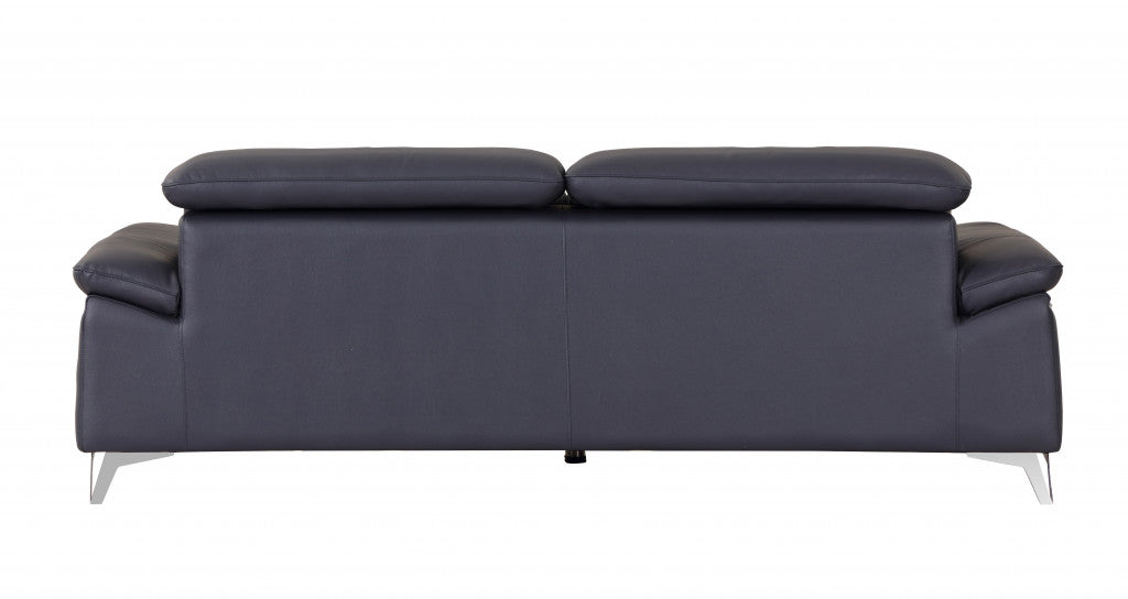 Homeroots 31" Fashionable Navy Leather Sofa 329692