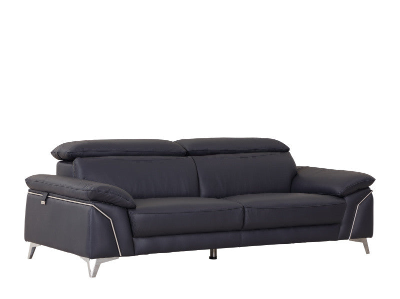 Homeroots 31" Fashionable Navy Leather Sofa 329692