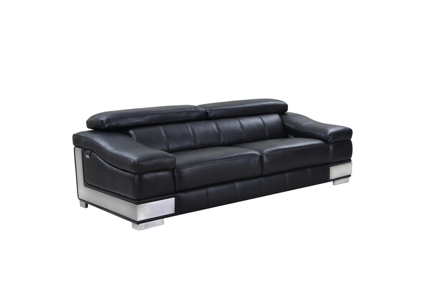 Homeroots 31To 39" Modern Black Leather Sofa 329713