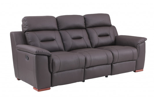 Homeroots 90" X 41" X 41" Modern Brown Leather Reclining Sofa 343838