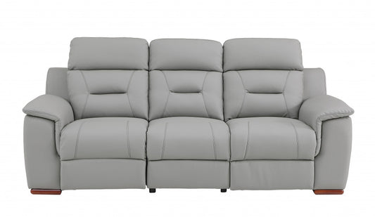 Homeroots 90" X 41" X 41" Modern Gray Leather Reclining Sofa 343839