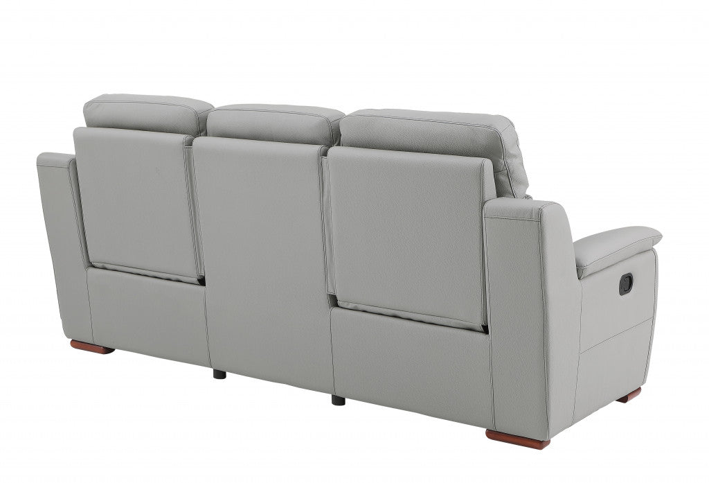 Homeroots 90" X 41" X 41" Modern Gray Leather Reclining Sofa 343839