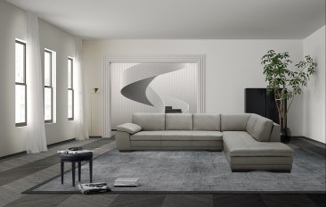 J&M Furniture 625 Italian Leather Sectional Grey