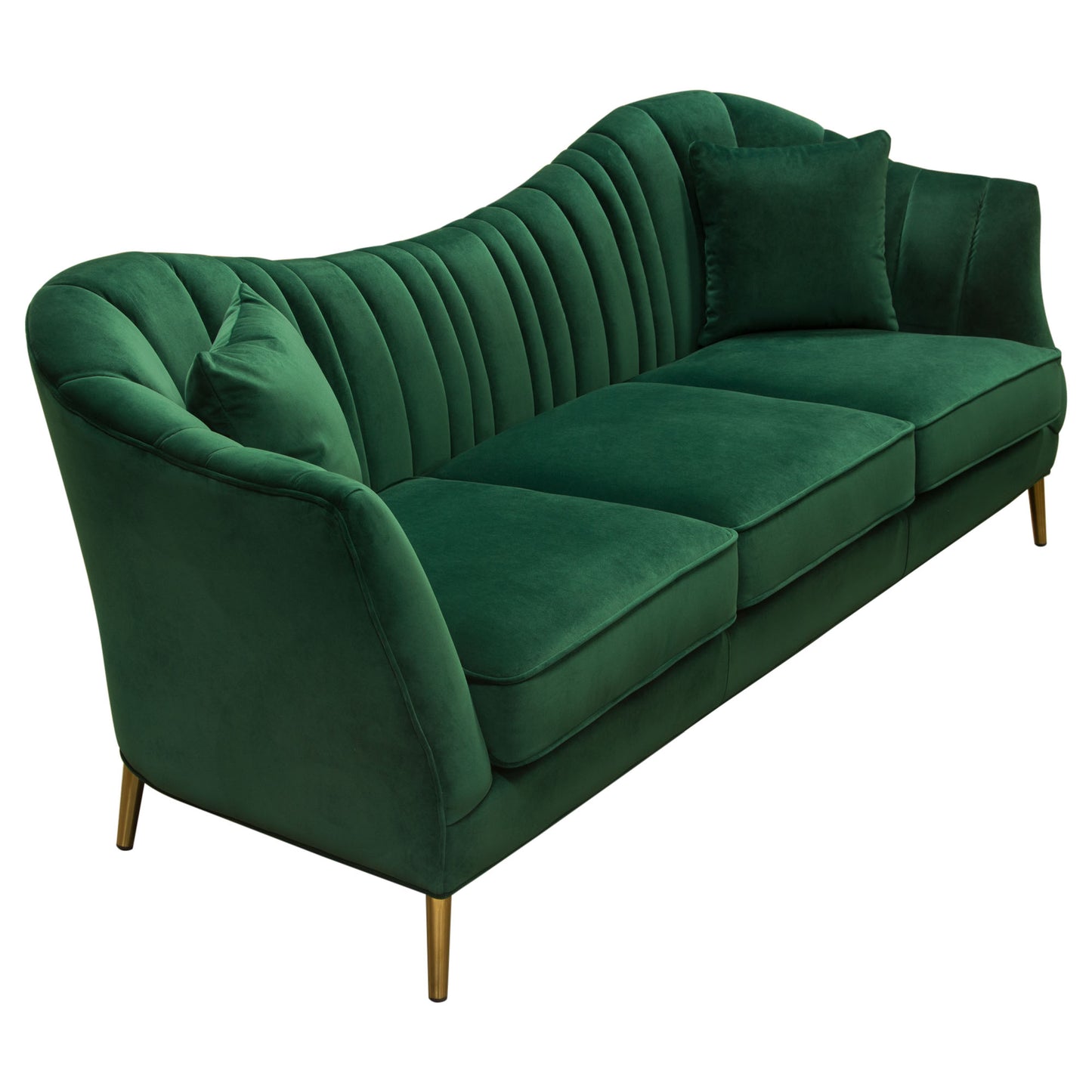 Ava Sofa in Emerald Green w/ Gold Leg by Diamond Sofa AVASOEM