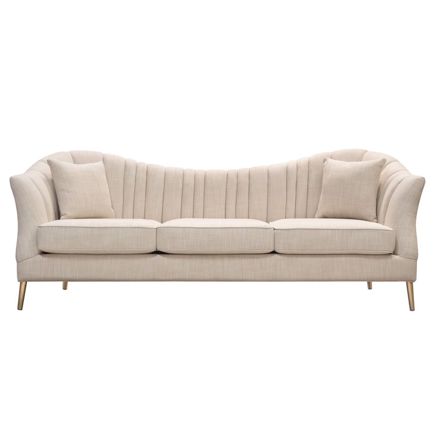 Ava Sofa in Sand Linen Fabric w/ Gold Leg by Diamond Sofa AVASOSD