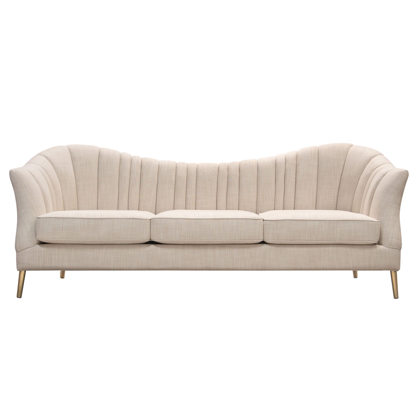 Ava Sofa in Sand Linen Fabric w/ Gold Leg by Diamond Sofa AVASOSD