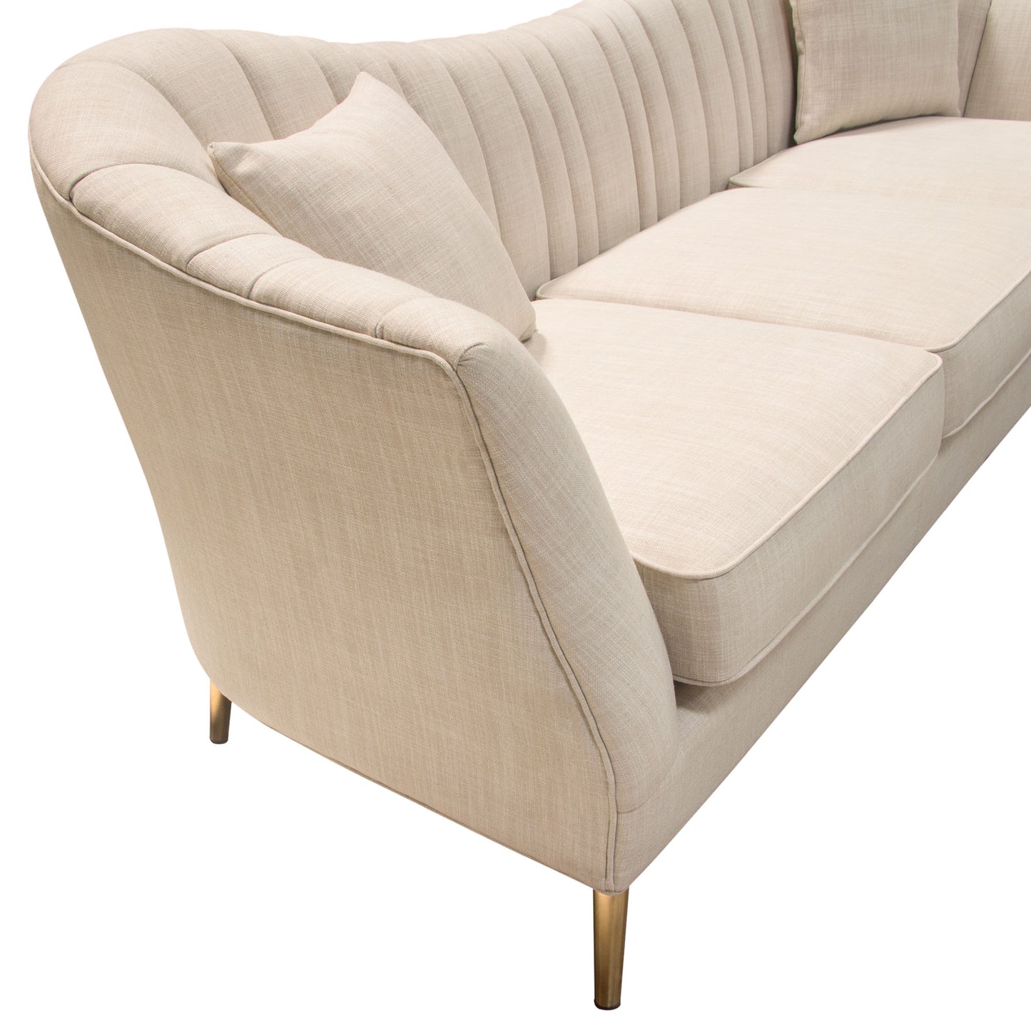 Ava Sofa in Sand Linen Fabric w/ Gold Leg by Diamond Sofa AVASOSD