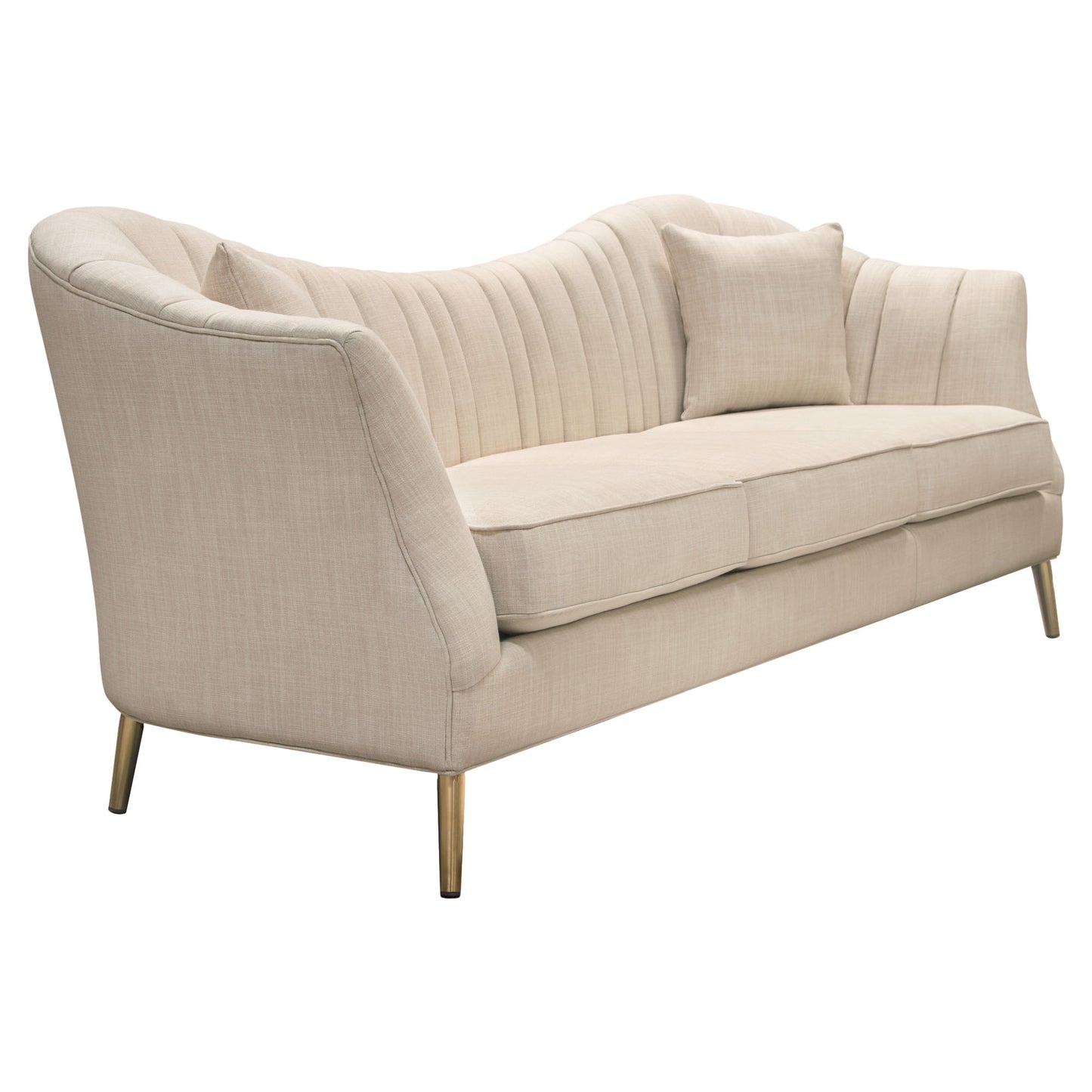 Ava Sofa in Sand Linen Fabric w/ Gold Leg by Diamond Sofa AVASOSD