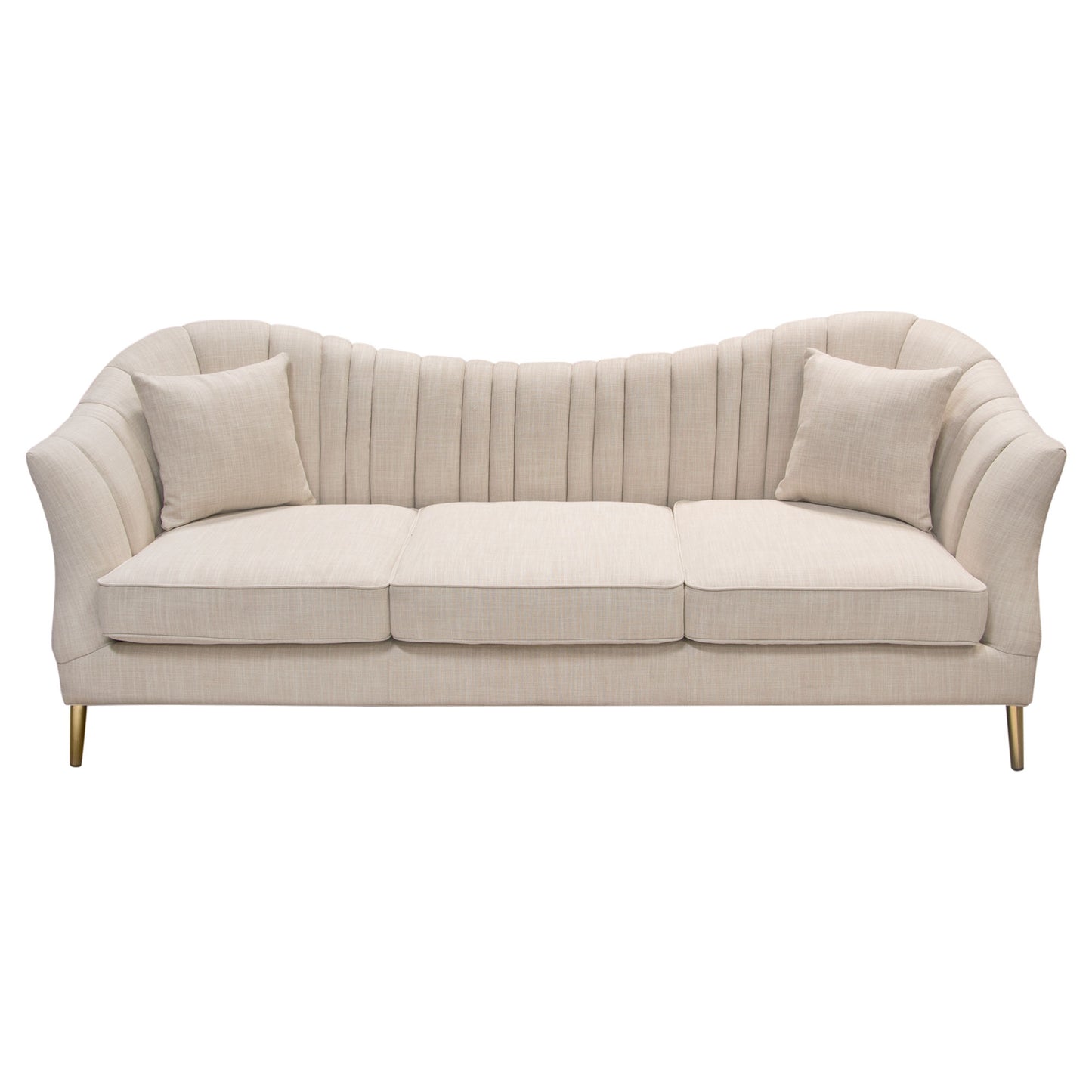 Ava Sofa in Sand Linen Fabric w/ Gold Leg by Diamond Sofa AVASOSD