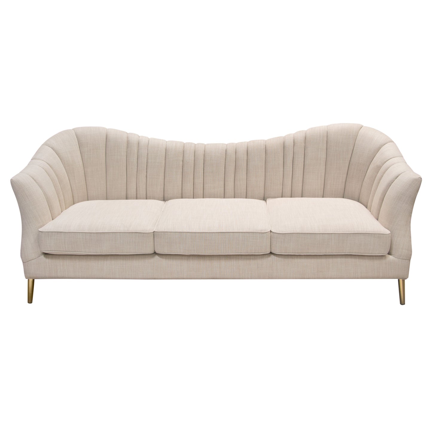 Ava Sofa in Sand Linen Fabric w/ Gold Leg by Diamond Sofa AVASOSD