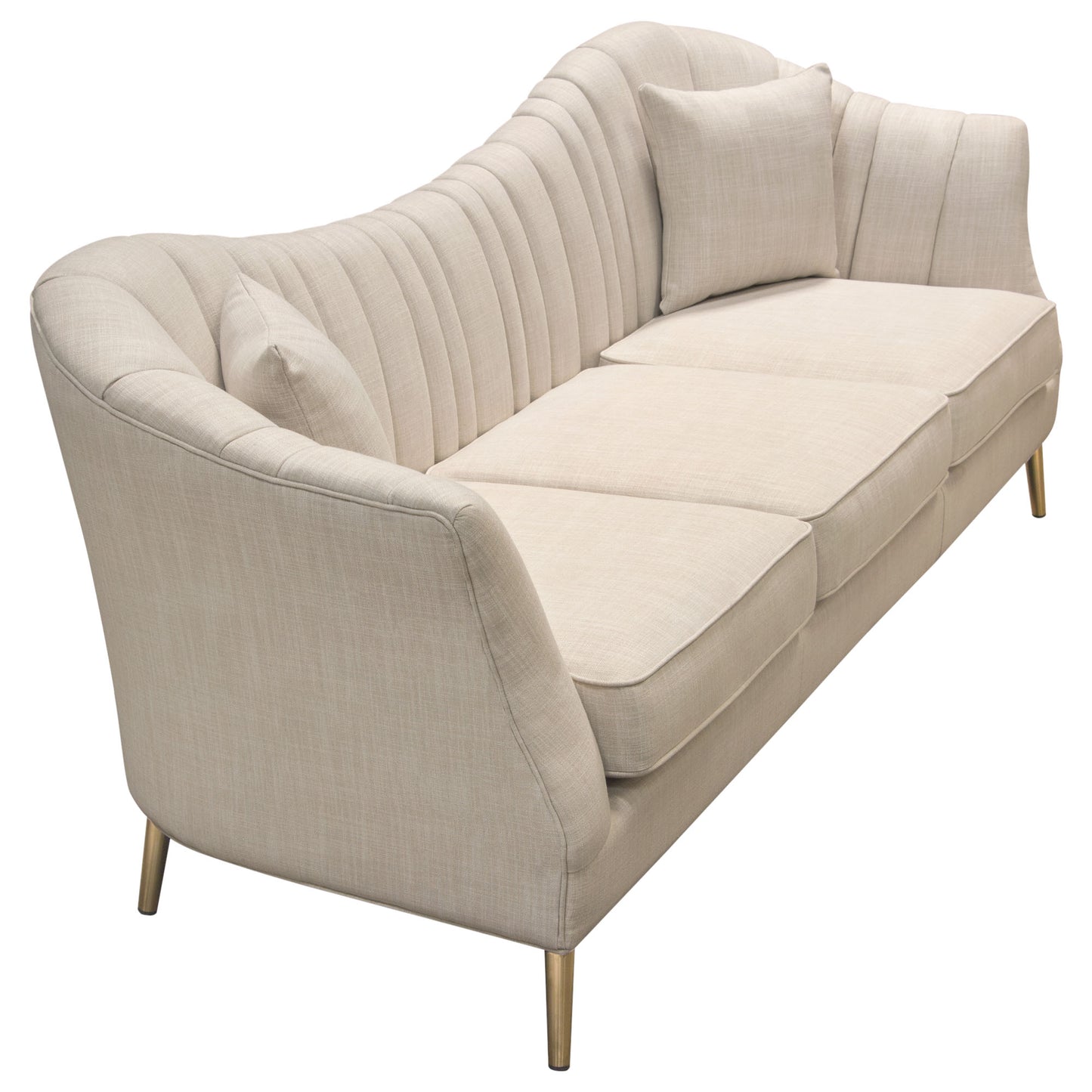 Ava Sofa in Sand Linen Fabric w/ Gold Leg by Diamond Sofa AVASOSD