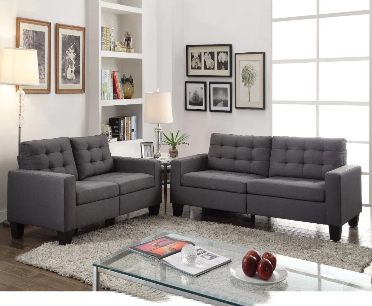 Benzara Dashing Sofa In Gray Linen Fabric BM156309