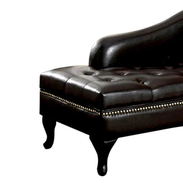 Benzara Leatherette Storage Chaise, Black BM172748