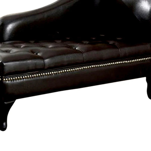 Benzara Leatherette Storage Chaise, Black BM172748