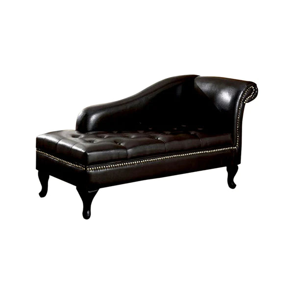 Benzara Leatherette Storage Chaise, Black BM172748