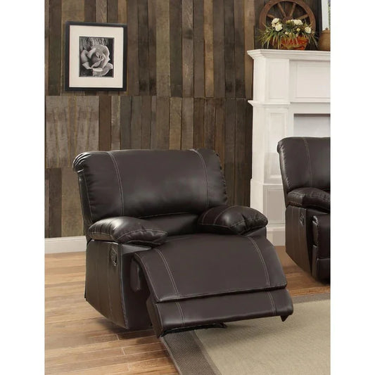 Benzara Leather Reclining Chair with Padded Armrest, Dark Brown BM180111