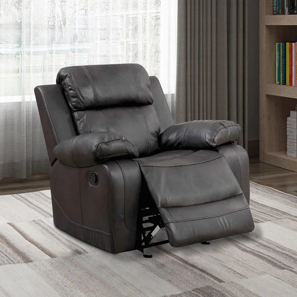 Benzara Leather Upholstered Glider  Recliner Chair, Brown BM181370