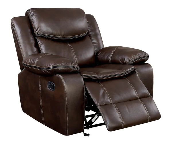 Benzara Leatherette Glider Recliner Chair With Large Padded Arms In Brown BM181385